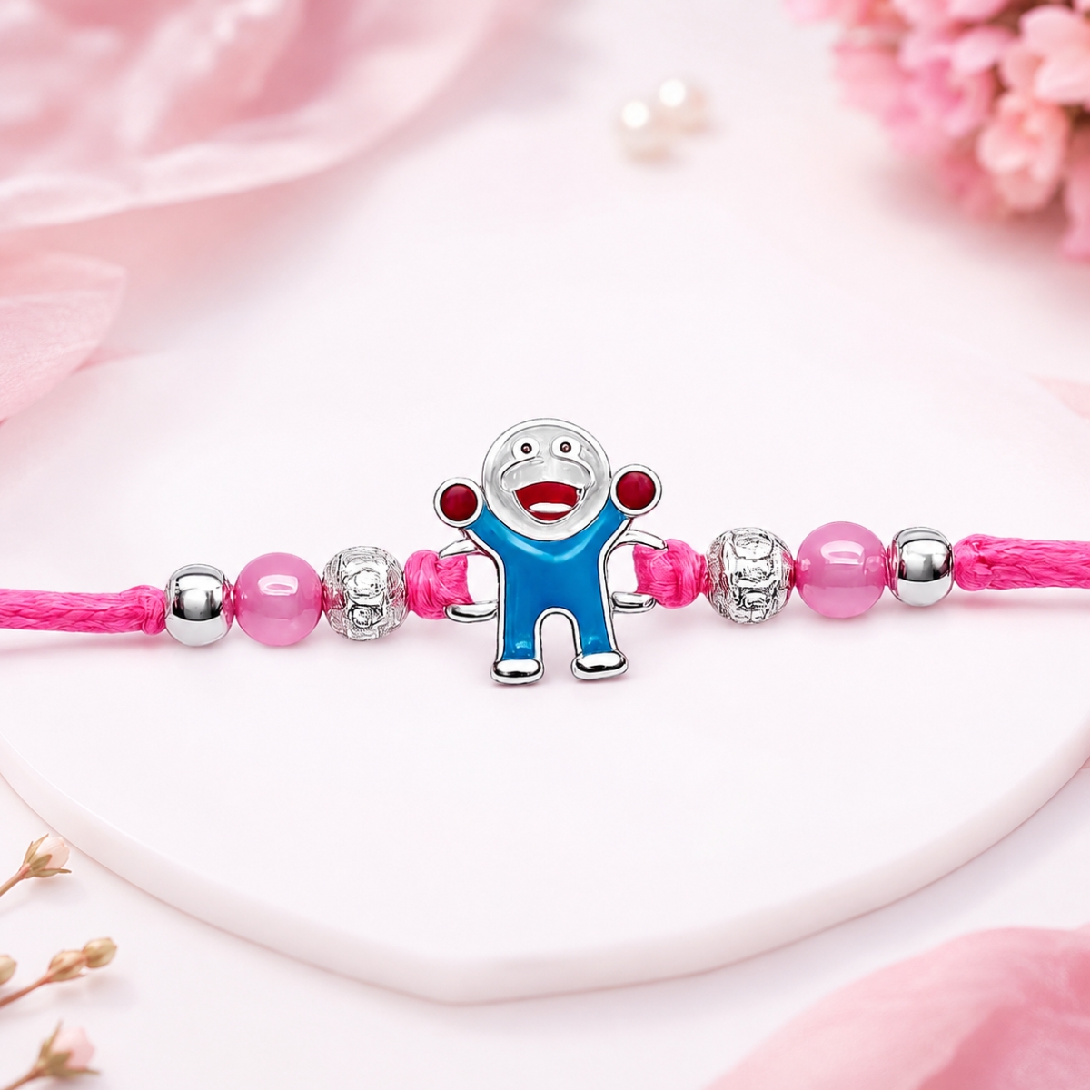 Silver Rakhi Doraemon Charm Design For Kids